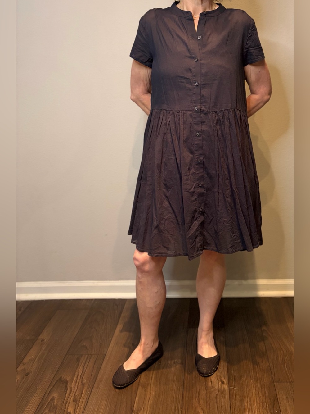 NWT! GAP Button-Front Short Sleeve Baby Doll Dress - Black